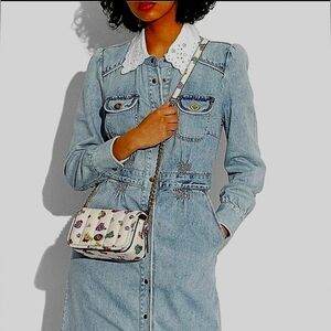 COACH DINKY 18‎ QUILTING FLORAL BAG NAPPA LEATHER CHALK MULTI PURSE CROSSBODY